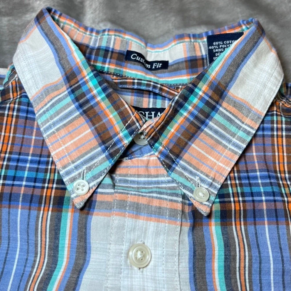 Chaps Mens Size Medum Custom Fit Shirt Plaid Long Sleeve Business Casual Preppy
